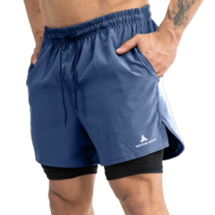 Short Con Calza Shlybccmicro AZUL + Remera Deportiva Hombre RMDF Azul - comprar online