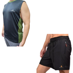 Musculosa Deportiva NEGRO MuscuR5 + Short MICROFIBRA Hombre NEGRO ShMICRO