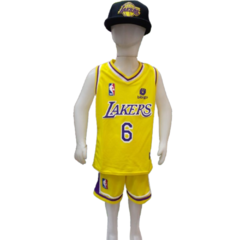 Conjunto Camiseta y Short de Basquet LAKERS AMARILLO talle Niño!! - MESNBNON