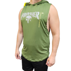 Musculosa Verde Deportiva Hombre Punisher + Short Cargo Con Bolsillos Negro - comprar online