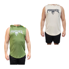 Combo x 2! Musculosa Deportiva Dry Fit Hombre Punisher Verde y Crudo
