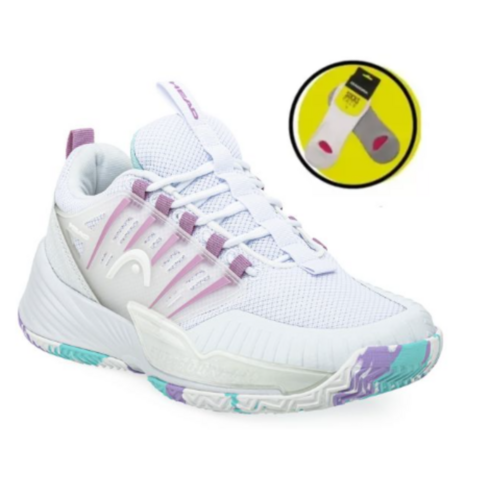 Zapatillas Voley Head Mujer - Entrenamiento Blanco/Lila + MEDIAS