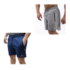 Short Lycra Hombre Shlyb Azul + Short Gris Microfibra Shmicro