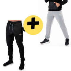 Combo deportivo!! Pantalon Negro Microfibra +pantalon Algodón gris