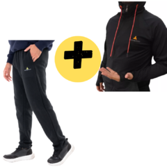 Combo deportivo!! Campera negra Acetato+pantalon Algodón