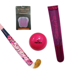 Combo hockey!palo madera-funda simbra+bocha-bucal reves