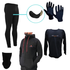 Combo!campera+calza Ciclista+remera Termica N+cuello Guantes