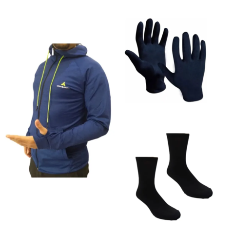 Campera Azul Deportiva Hombre +guantes Y Medias Térmicas
