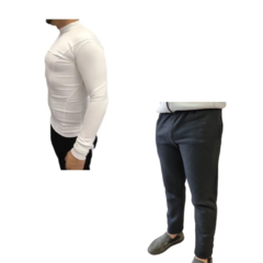 Combo Adulto! Pantalón Algodón Recto Ng + Camiseta Térmica Bl