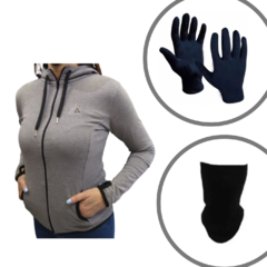 Campera Mujer Algodón Deportiva Gs+guantes Y Cuello Termico