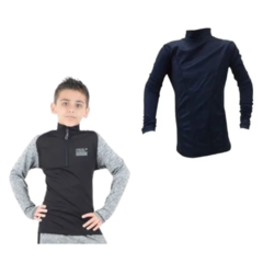 Buzo Deportivo Niño2 sin Capucha Negro + Camiseta Térmica Ng
