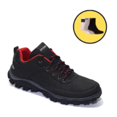 Zapatillas Stone Hombre Trekking Ng/rj 04100 +medias gratis!