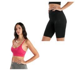 Conjunto Deportivo Mujer! Top Mujer Reves +calza Biker Reves