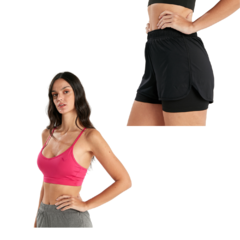 Conjunto Deportivo Mujer! Top Mujer Reves +short Con Calza