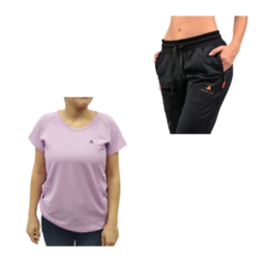 Conjunto! Remera Mujer Deportiva Lila + Pantalon Lycra Ng