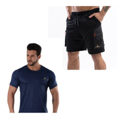 Conjunto! Short Cargo Hombre + Remera Deportiva Hombre az