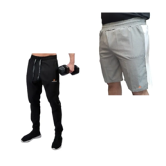 Pantalon Hombre Microfibra Liviano +bermuda Gris Microfibra