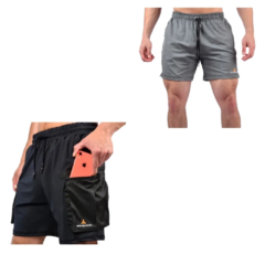 Short Cargo Hombre Bolsillos Laterales +short Lycra GRIS