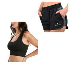 Conjunto Deportivo! Top Mujer Reves +short Microfibra Verano