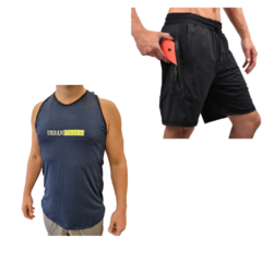 Conjunto! Musculosa Hombre Az+ Bermuda Lycra Hombre Bolsillo