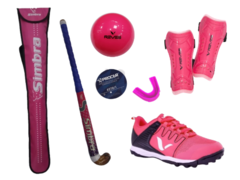 Combo Hockey!!! Botines+Funda+Palo 28+Bucal+Bocha+Canilleras