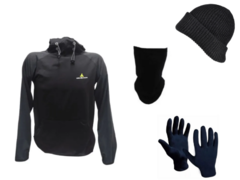 Combo hombre!!buzo deportivo n+gorro+cuello+guantes térmicos