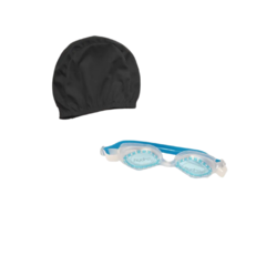 COMBO NATACIÓN NIÑO! Gorra Lycra Negra + Lente Hydro Turquesa