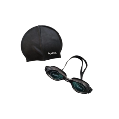 COMBO NATACIÓN NIÑO! Gorra Silicona Negra + Lente Hydro Negro