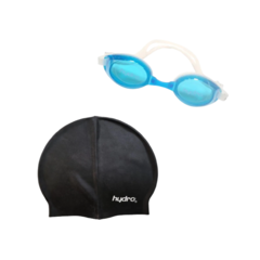 COMBO NATACION ADULTO! Gorra Silicona Negra + Lente Hydro Tur