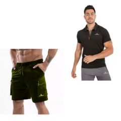 Short Deportivo C/Bolsillos Shcargo Verde + Chomba Chelion Negro