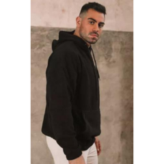 Buzo Polar Oversize Deportivo/urbano Hombre Con Capucha - Buzopocap Negro