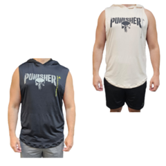 Combo x 2! Musculosa Deportiva Dry Fit Hombre Punisher Negro y Crudo