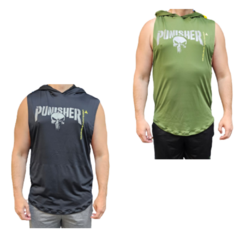 Combo x 2! Musculosa Deportiva Dry Fit Hombre Punisher Negro y Verde