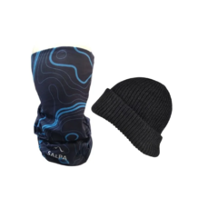 Combo Térmico!! Cuello Térmico+ Gorro de Lana (map) (azul