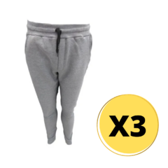 COMBO PANTALÓN ALGODÓN CON PUÑO GRIS X3 - PAPU20