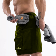 Short Cargo Hombre Bolsillos Shcargo Verde + Short Microfibra Shmicro Negro - PASION AL DEPORTE