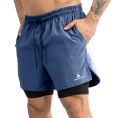 Short con calza y bolsillos deportivo hombre AZUL- shlybccmicro