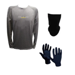 Combo T! Camiseta Termica Reflectiva Gris + Cuello y Guantes Térmicos