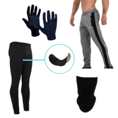 Combo!calza Ciclista Larga+pantalon G+cuello+guantes Termico