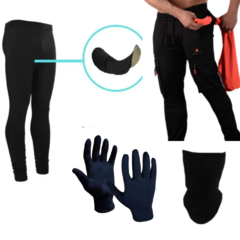 Combo! Calza Ciclista+pantalon Cargo+ Cuello+guantes Termico