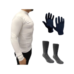 Combo Térmico! Camiseta Térmica Blanca + Medias Ter + Guantes