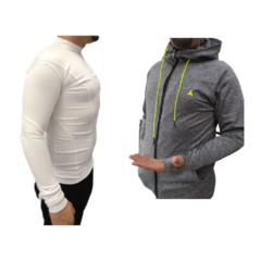 Combo T! Camiseta Térmica Blanca + Campera Deportiva Capucha Gs