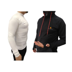 Combo T! Camiseta Térmica Blanca + Campera Deportiva Capucha Ng