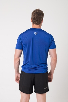 Remera Deportiva Azul Francia Rehodry Hombre + Short Microfibra Shmicro - PASION AL DEPORTE