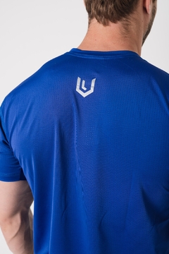 Imagen de Remera Deportiva Azul Francia Rehodry Hombre + Short Microfibra Shmicro