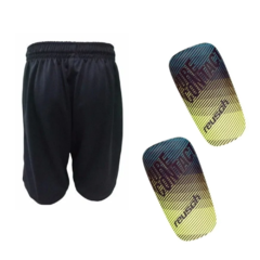 Short Negro De Futbol Hombre + Canilleras Reusch