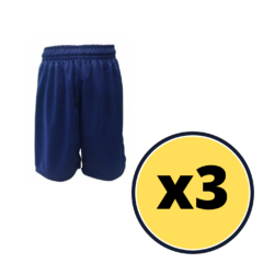 Short De Futbol Niño Shfn Azul Marino - X 3 Unidades!