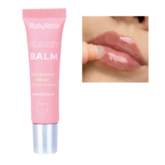 Balsamo Labial Glossy Balm PEACHLICIOUS - Hidratante Ruby Rose