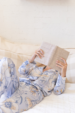 Pijama sedita estampado celeste flores (SE2-ciel) - comprar online