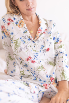 Pijama sedita estampado (SE7-F Crema) - tienda online